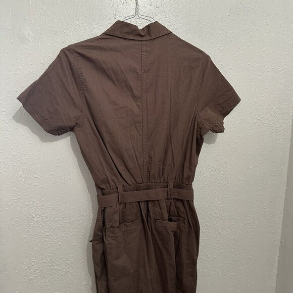 Pact Womens M Light Brown Zip Front Utility Jumpsuit Organic Cotton - Picture 6 of 10